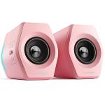 Edifier G2000 16W RGB Desktop PC Gaming Speakers with Bluetooth - Pink USB-A + 3.5mm AUX + Bluetooth inputs - Gaming/Music/Movie EQs - Subwoofer Output - 2.75" full-range drivers - Angled design - Mega Bass port - 12x RGB LED light effects