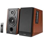 Edifier R1700BTs 66W Powered Bookshelf Speakers with AptX HD Bluetooth & Subwoofer Output - Brown - 2x RCA Inputs - Wireless Remote Included