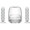Harman Kardon SoundSticks 4 140W 2.1 Bluetooth Wireless Speaker System - White Iconic Transparent Design - 5.25" Subwoofer - Aura Lights - 3.5mm + Bluetooth Connectivity - Compatible with Mac / PC / Smartphones & More