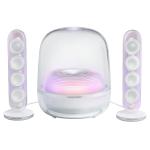 Harman Kardon SoundSticks 5 190W 2.1 Bluetooth Wireless Speaker System - White Iconic Transparent Design - 5.25" Subwoofer - Aura Lights - HDMI ARC + 3.5mm + Auracast Bluetooth Connectivity - Compatible with Mac / PC / TV / Smartphones & Mo