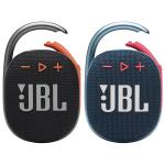 JBL Clip4 (Bundle of 2) Rugged Bluetooth Speakers with Carabiner - Black/Orange + Blue/Pink