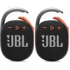 JBL Clip4 (Bundle of 2) Ultra-portable Rugged Bluetooth Speakers with Carabiner - Black & Orange