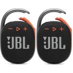 JBL Clip4 (Bundle of 2) Ultra-portable Rugged Bluetooth Speakers with Carabiner - Black & Orange