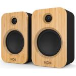 MARLEY Get Together Duo 40W Wireless Stereo Bookshelf Speaker System Premium Bamboo Finish / Bluetooth + RCA + 3.5mm Inputs / Portable Right Speaker with up to 20 Hours Battery / USB-C Charging