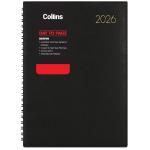 Collins 2747383 Collins Boston A41 Day To Page Diary Black Even Year