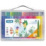 Milan Marker Conic Tip Fibre Pens Hard Case Assorted Pack of 50
