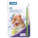 Milan Coloured Pencils Set Wood Free Water Soluble 13 Pieces