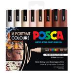 Uni PC5MPORT8C Uni Posca Marker 1.8-2.5mm Med Bullet 8 Pack Portrait PC-5M