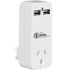 The Brute Power Co BPAUSB2 1 Socket Adaptor - 2x USB Ports - Surge Protection - White Suits AU / NZ Socket / Plug