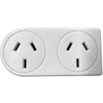 Neway Double Power Adapter - White H 3 Pin SAA Approved AU / NZ 10 Amp - 240V