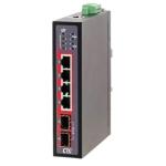 CTC Union 4 Port Gigabit Unmanaged Compact Switch. -10C +60C. 4x 10/100/1000Base-T, plus 2x100/1000Base-X SFP (Total 6 ports). 4KV Surge Protection. Din Rail with Screws Included.