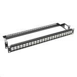 Dynamix PP-C6AUTP-24 Cat6A 180deg Unshielded Keystone patch panel 24-port, with cable management, 1U