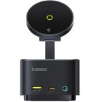 Baseus MagPro Series II 7-in-1 Hub - Cosmic Black 15W Magnetic Wireless Charging - AC Power Adapter not included