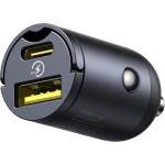 Baseus Tiny Star 30W Mini Car Charger - Cosmic Black 1x USB-A - 1x USB-C
