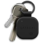 SATECHI Vegan-Leather FindAll Rechargeable Keychain work with FindMy (Black)