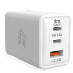 STM 65W GaN Dual Port USB-C and USB-A Universal Travel Power Adapter (White) - Will charge phones, tablets and most laptops