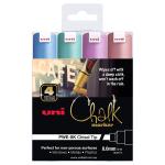Uni PWE-8K Liquid Chalk Marker Bold Chisel Tip 8.0mm Metallic Colours Assorted Pack of 4