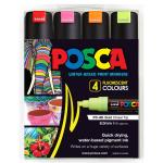 Uni PC8KFL4P Uni Posca Marker 8.0mm Bold Chisel 4 Pack Fluoro PC-8K