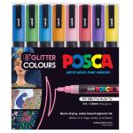 Uni PC3MGL8C Uni Posca Marker 0.9-1.3mm Fine 8 Pack Glitter PC-3M