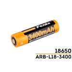 Fenix 18650 Li-ion Battery ARB-L18-3400 Rechargeable Battery Button-Top, 3400mAh, 3.6V, 12.24Wh, with Portection Circuit in the Anode
