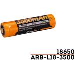 Fenix 18650 Li-ion Battery ARB-L18-3500 Rechargable Battery Button-Top, 3500mAh, 3.6V, 12.6Wh, with Protection Circuit in the Anode