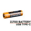 Fenix 21700 Li-ion Battery ARB-L21-5000U Rechargeable Battery Button-Top, 5000mAh, 3.6V, 18Wh, Built-In USB Type-C Charging Interface, with Protection Circuit in the Anode Fenix 21700 Li-ion Battery ARB-L21-5000U Rechargeable Battery Button-Top, 5000mAh, 3.6V, 18Wh, Built-In USB Type-C Charging Interface, with Protection Circuit in the Anode