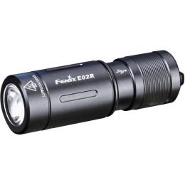 Fenix Everyday Carry Torch E02R Mini Keychain Flashlight Max 200 Lumens - Black, Head: 0.55", Built-In 120mAH Li-polymer Battery & MicroUSB Charging Port, Aluminum, EDC, Micro USB Charging Cable is Included - Dustproof and Waterproof