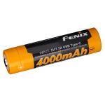 Fenix 18650 Li-ion Battery ARB-L18-4000U Rechargable Battery Button-Top, 4,000mAh, 3.6V, Built-in USB Type-C Port, With Protection Circuit in the Anode