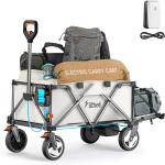 Litheli eWagon W1 Pro Retret Trolly Cream with 1* 4.0Ah Battery Include, 200L Capacity, 0.6-1.3m/s, tackle inclines up to 10 Degrees with ease. Rear Wheel Drive, 300w Brushed Motor