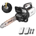 Litheli Brushless Chain Saw 20V x 2  2.5Ah Chain Speed 7.8m/s, Oil Tank Capacity Bigger than 150ml, Chain Oiling 2-6ml/Min, Bar Length: 30cm