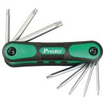 ProsKit Security Torx 8 PCS Folding 6 point Star Key Set Wrench Set (T9H, T10H, T15H, T20H, T25H, T27H, T30H, T40H) 2 Years Warranty
