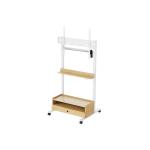 FlexiSpot 37"-100" Motorized TV Cart Mobile Trolley - Single Motor  - 2 Stage Cylindrical Column - Height Range 1145-1590mm - Max Load 80kg -  WHITE/MAPLE