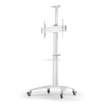 KONIC 37"-70" Ultra-Modern Aluminum Mobile TV Cart Trolley - White - Weight Up to 154lbs - Max 600x400mm VESA  - Landscape/Portrait Orientation