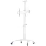 KONIC 37"-70" Ultra-Modern Aluminum Mobile TV Cart Trolley - White - Weight Up to 154lbs - Max 600x400mm VESA  - Landscape/Portrait Orientation