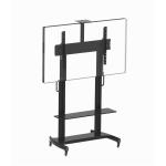 Koford AVA110C 50"-110" Mobile Trolley, Max Capacity 125 kg, Max VESA Heavy Duty TV Cart 800(L)*600(W)mm, Max Height 1.8m With DVD shelf, Grip Handle, 4 Lockable Casters, and Height adjustable Camera Shelf, Black