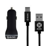 Moki SynCharge Car Charger with USB-C Braided Cable