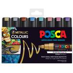 Uni Posca Marker 8.0mm Bold Chisel 8 Pack Metallic PC-8K