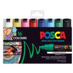 Uni Posca Marker 8.0mm Bold Chisel 16 Pack Assorted PC-8K