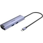 Unitek 6-in-1 USB Mulit-Port Hub with USB-C Connector - Space Grey USB-C 100W PD 4K HDMI Port - Gigabit Ethernet RJ45 Port - 2x USB-A & 1x USB-C Ports - LED Indicator