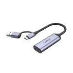 Unitek USB-C to HDMI Adapter. Supports Resolution up to 4K 30Hz. Includes Both USB-C&USB-AConnectors. Space Grey Colour.