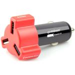 mbeat CHGR-348-RED 4.8A / 24W Triple Ports Rapid Car Charger via Cigarette Lighter - Red