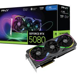PNY NVIDIA GeForce RTX 5080 ARGB EPIC-X OC 16GB GDDR7 Graphics Card PCIE 5.0 - 3 Slot - 1x 16 Pin Power - Minimum 850W PSU