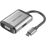 Vention TFAHB  Type-C to HDMI/VGA/USB3.0/PD Converter 0.15M Gray Metal Type
