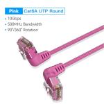Vention IBOPF Cat6A UTP Patch Cable - 1m - Pink Rotate Right Angle - Slim Type