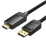Vention HFKBH 4K DisplayPort to HDMI-A Cable - 2m - Black Cotton Braided - 4K HD