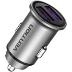 Vention FFEH0 2 Port Car Charger - Gray 2x USB-A (30/30) - Mini Style Aluminium Alloy Type