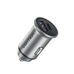 Vention FFFH0 Dual Port Car Charger - Gray USB-A + USB-C (30+30) - Mini Style Aluminium Alloy Type