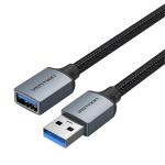 Vention CBLHF  Cotton Braided USB 3.0 Type A Male to Female Extension Cable 1M GrayAluminumAlloyType