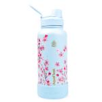 AquaFlask Sakura 2 946mL (32oz) Water Bottle - Blue , Keeps Drinks Cold for 24 Hours, Keeps Drinks Hot for 12 Hours, Double-walled stainless steel, BPA Free, Durable, Leak-Proof and Eco-Friendly, Designed in California