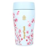 AquaFlask Sakura Slate Cup 355mL (12oz) Water Bottle Blue , Keeps Drinks Cold for 24 Hours, Keeps Drinks Hot for 12 Hours, Double-Walled stainless steel, Ice cube Compatible, BPA Free, Dishwasher Safe, Durable, Leak-Proof and Eco-Friendly